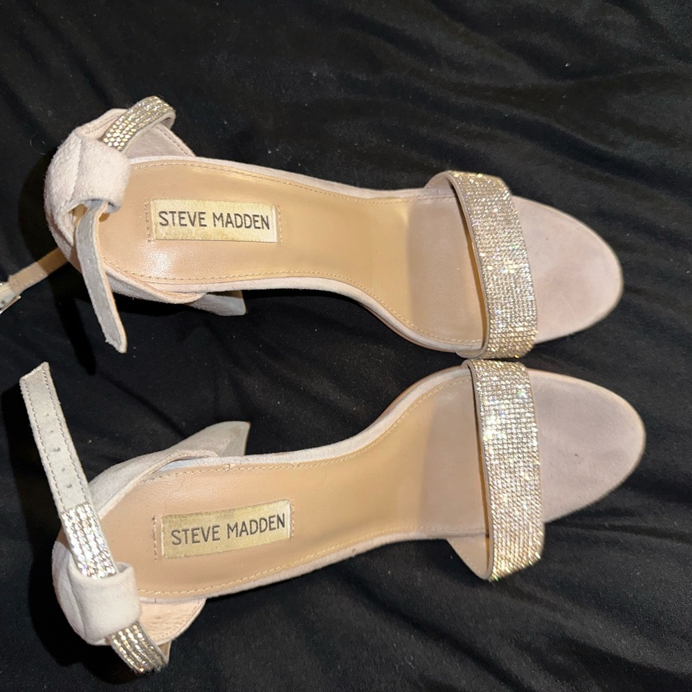 Steve Madden Sparkly Rhinestone Ankle Strap Block Heel Sandals – Size 9.5